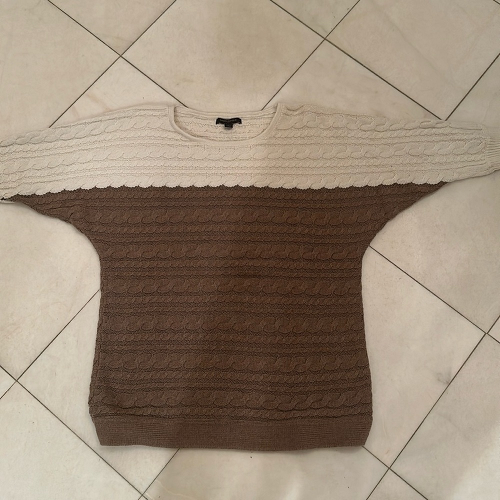 Banana Republic Two Tone Sweater, cream / Taupe, Size L